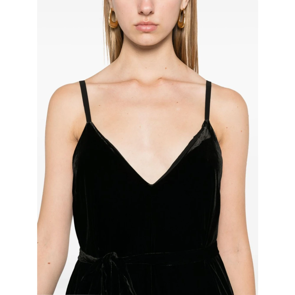 Gold Hawk Zwarte Fluweel Maxi Jurk met V-Hals Black Dames