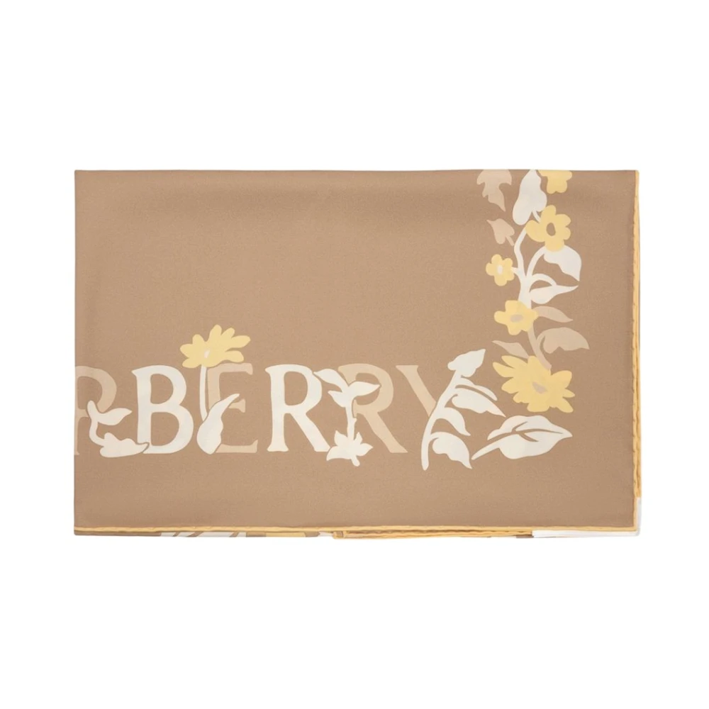 Burberry Women's Beige Floral Ekd Silk Scarf - Silk Scarves - One Size - Accessories