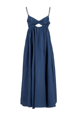 Navy Blue Öppen Rygg Klänning
