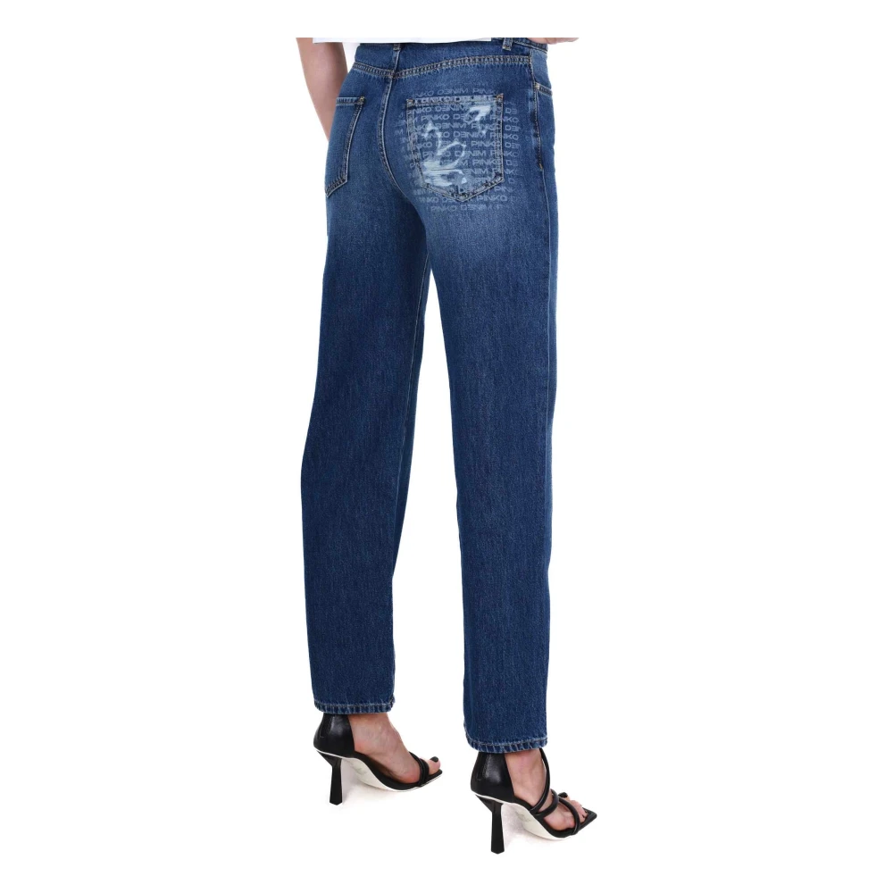 pinko Blauwe Denim Boyfriend Jeans met Distressed Details Blue Dames