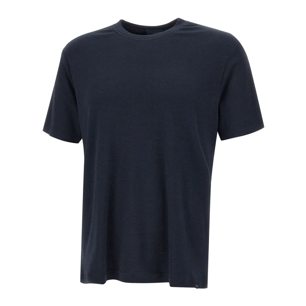 PAUL & SHARK Blauw Katoenmix T-shirt met Logo Blue Heren