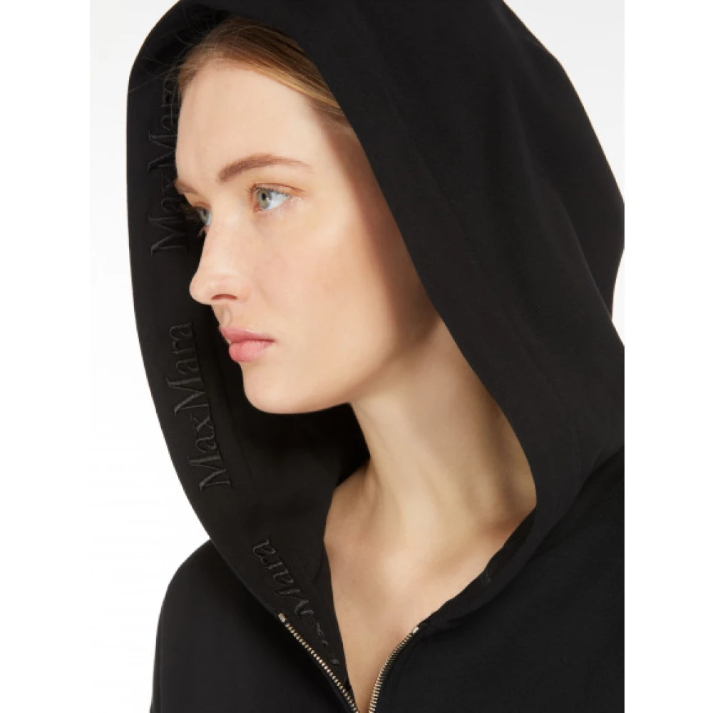 Max Mara Katoenen Zip-Up Hoodie Sweatshirt Black Dames