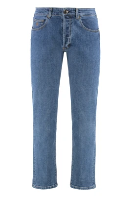 Regular Fit Jeans med Läderlogo