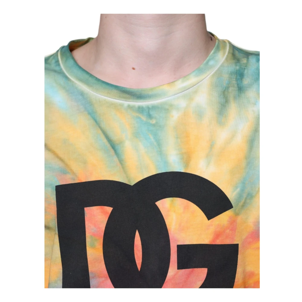 Dolce & Gabbana Kleurrijk Logo Crew Neck T-Shirt Multicolor Heren