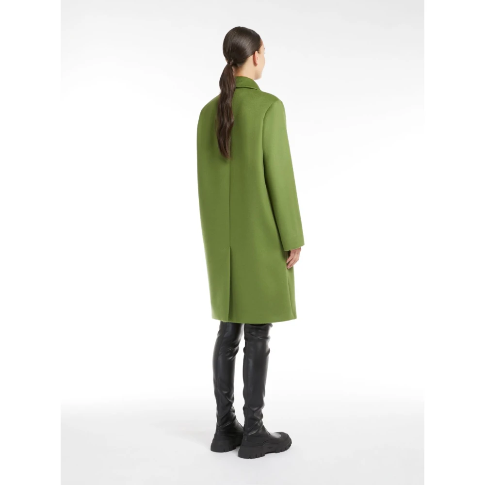 Max Mara Weekend Groene dubbelrijige wollen jas Green Dames