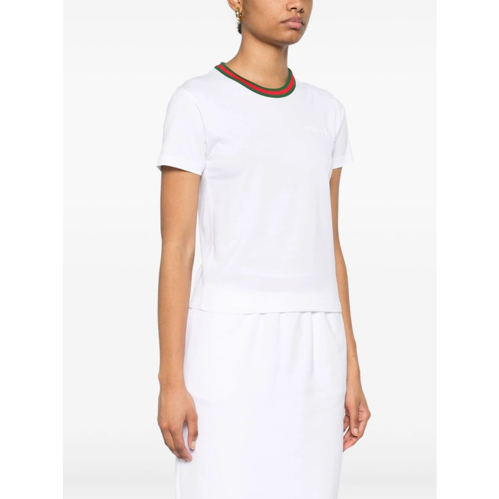 Gucci Witte Geborduurde Logo T-shirts en Polos White Dames