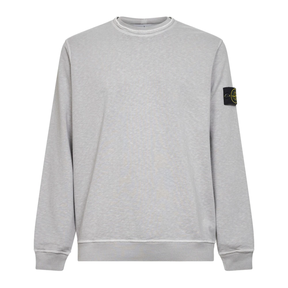 Stone Island Gray Sweatshirts, Male, L, Regular-Fit Crewneck Sweatshirt