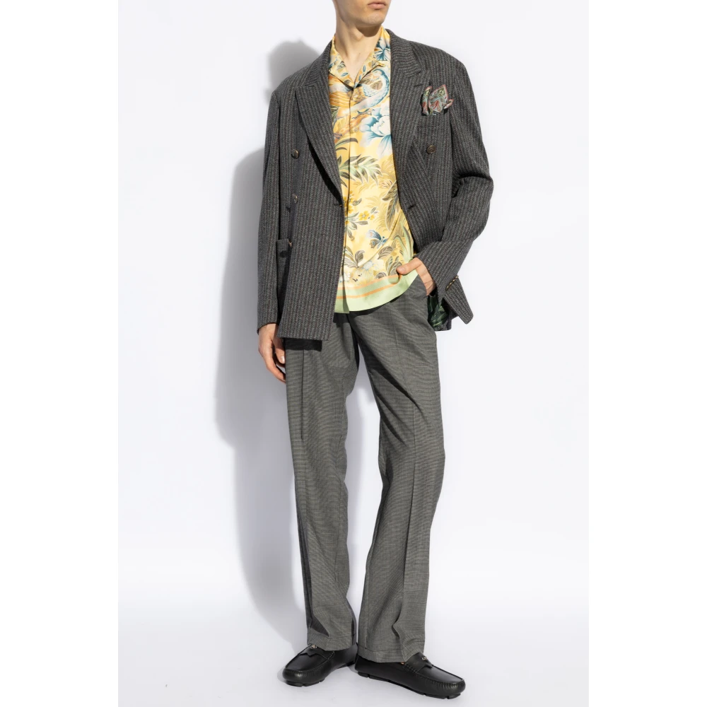 ETRO Zijden overhemd Yellow Heren