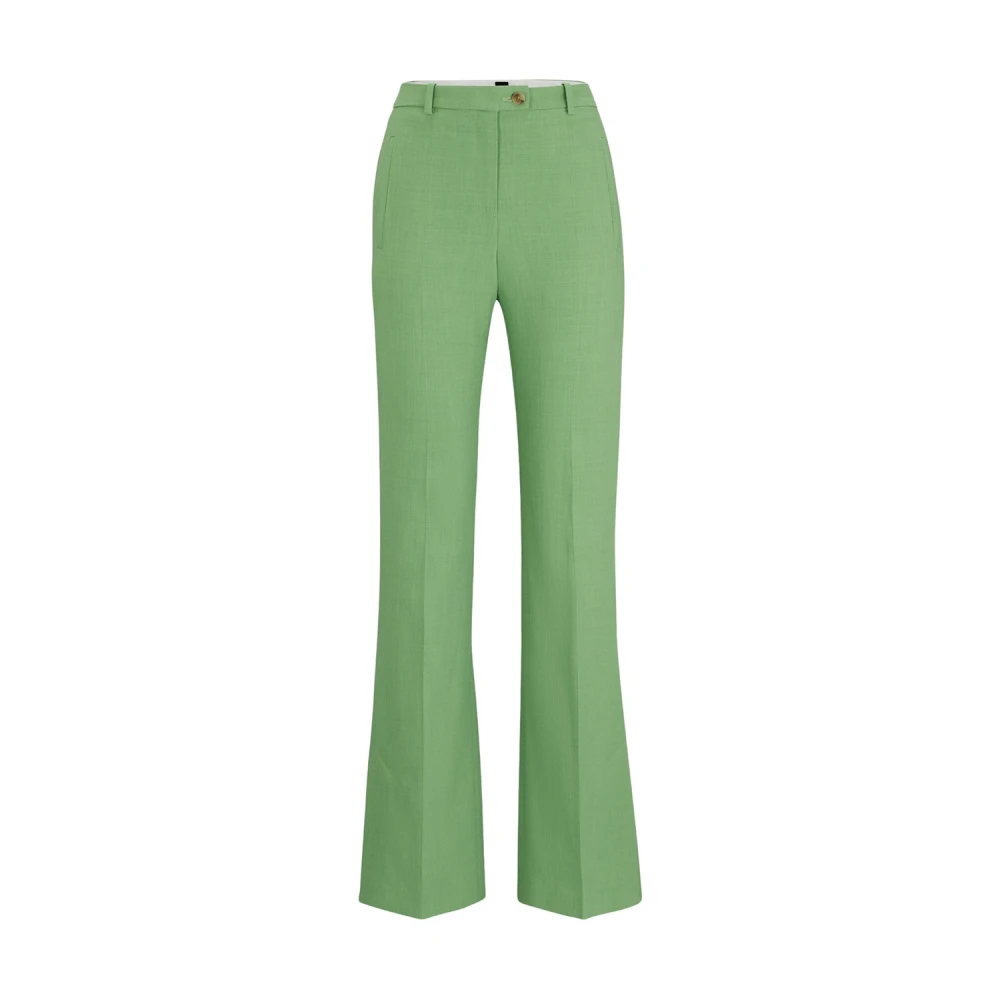 Boss Slim Fit Flared Pants Green Dames