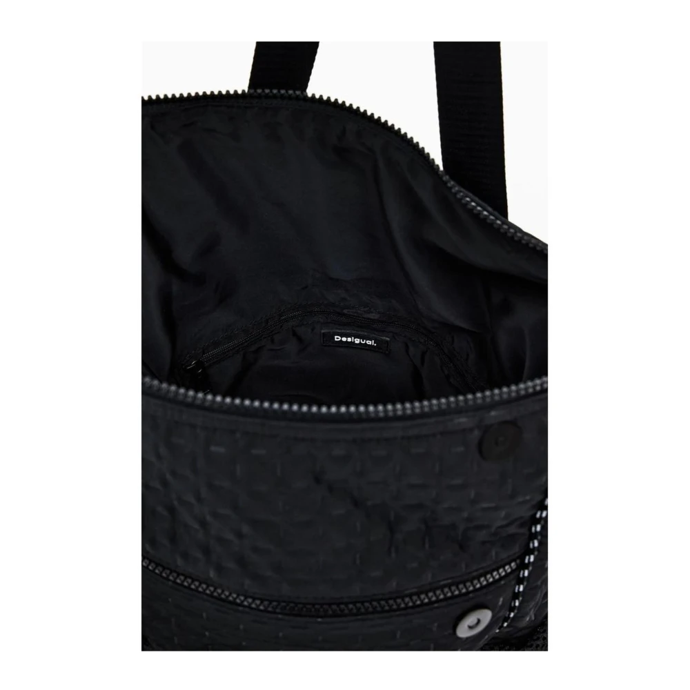 Desigual Zwarte Polyester Rugzak met Meerdere Compartimenten Black Dames