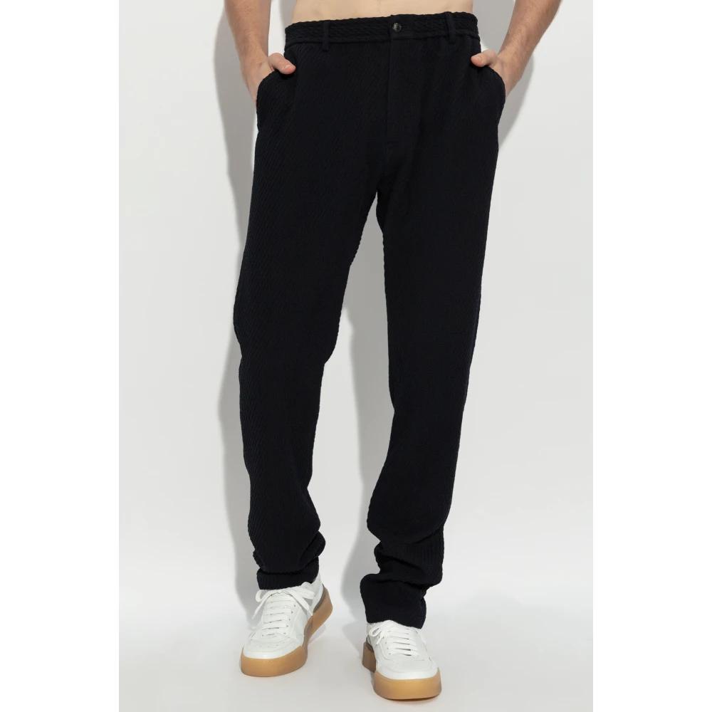 Emporio Armani Wollen broek met vouw Blue Heren