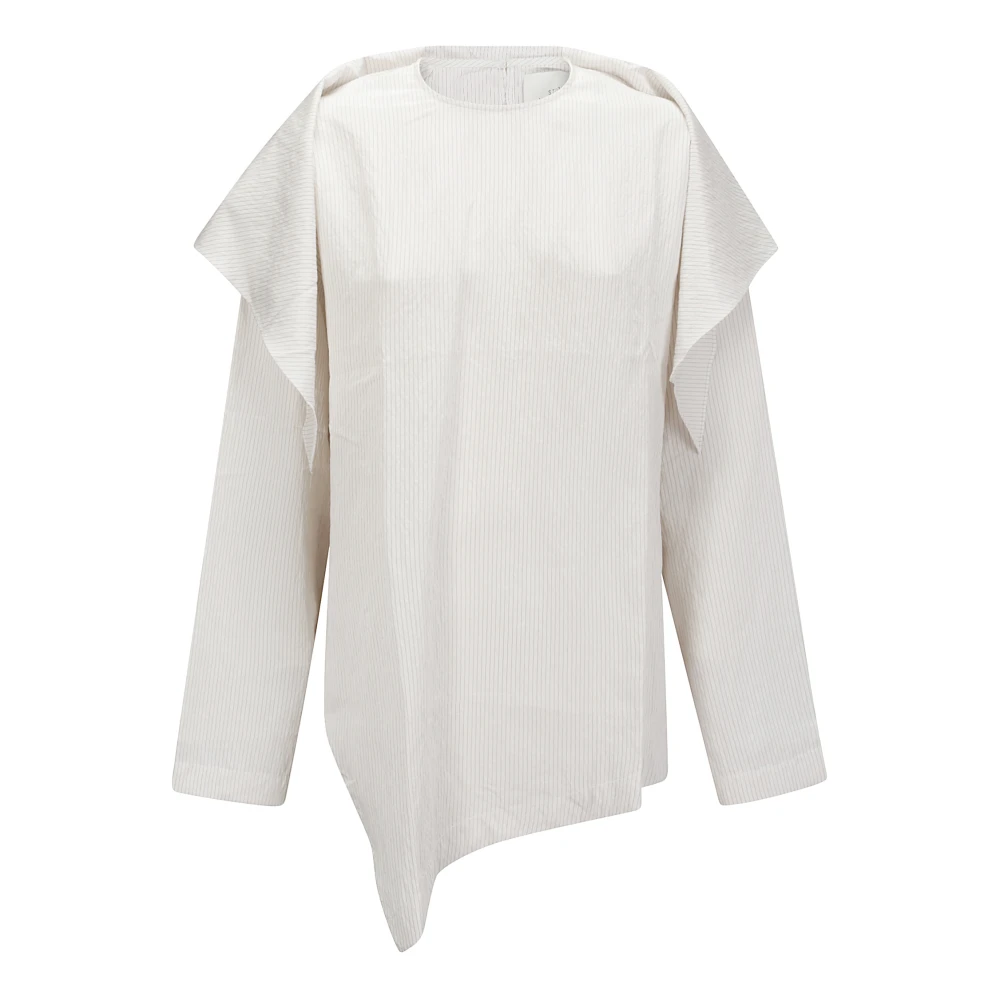 Studio Nicholson Gestreepte Crew-Neck Top met Afneembare Sjaal Black Dames