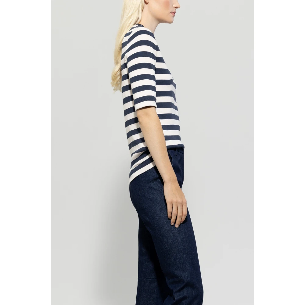 LUISA CERANO Gestreept gebreid T-shirt White Dames