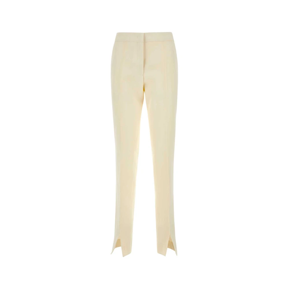 Jil Sander Ivoor Viscose Blend Slim-Fit Broek White Dames