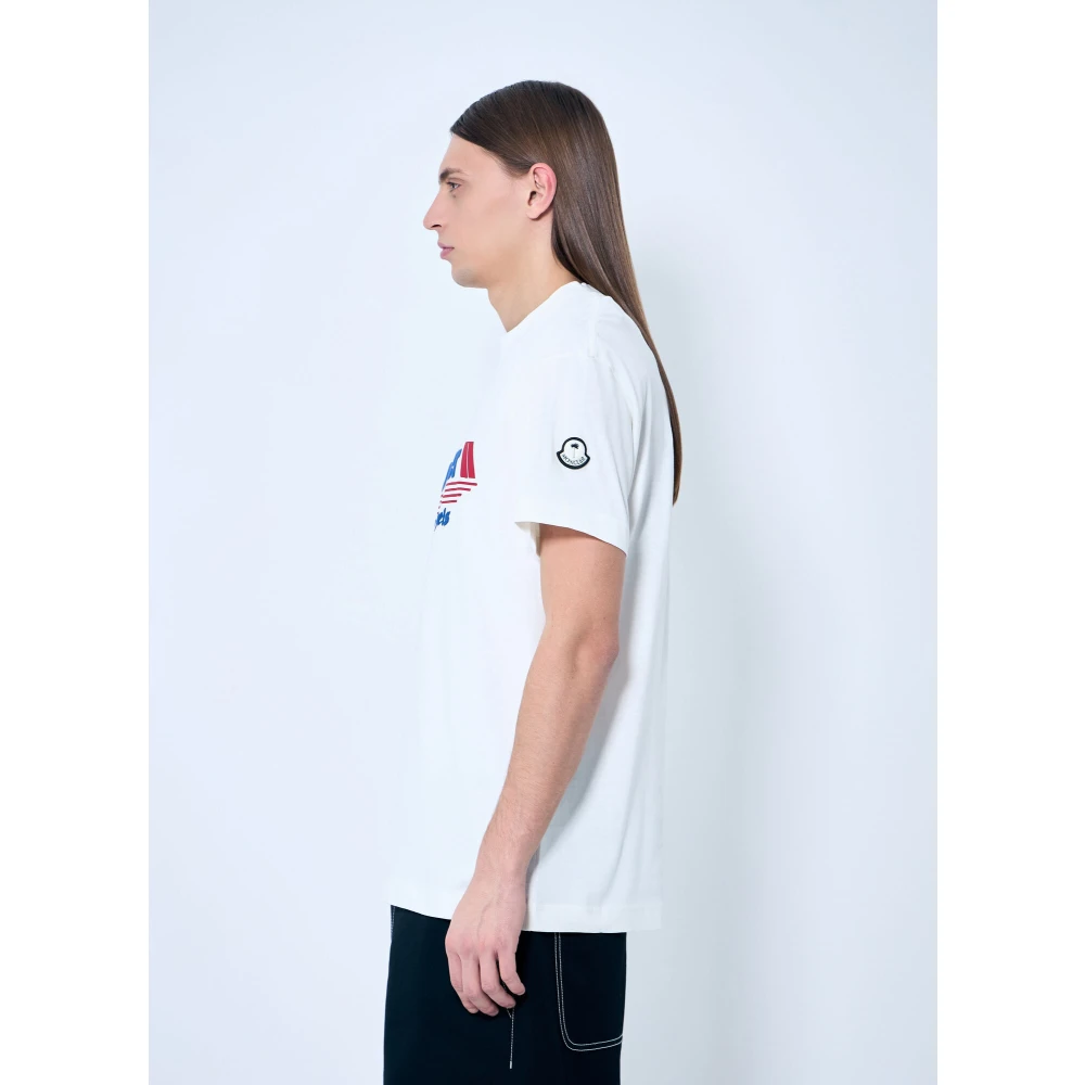 Moncler Katoenen Jersey Logo Print T-Shirt White Heren