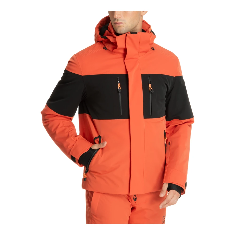 Emporio Armani EA7 Multikleur Ski Jas met Capuchon Orange Heren