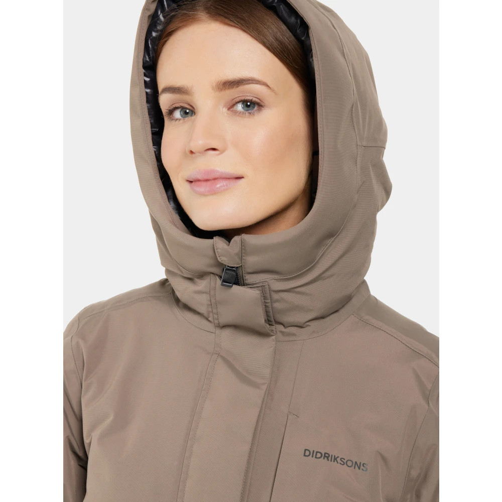 Didriksons Sportieve Parka met Functionele Details Brown Dames