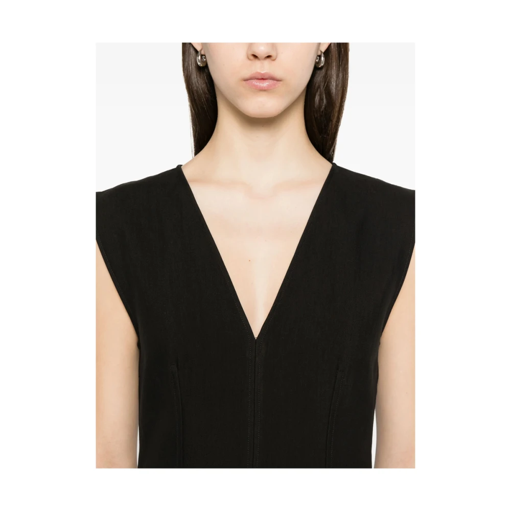Studio Nicholson Zwarte Mouwloze Jurk met Achtersplit Black Dames