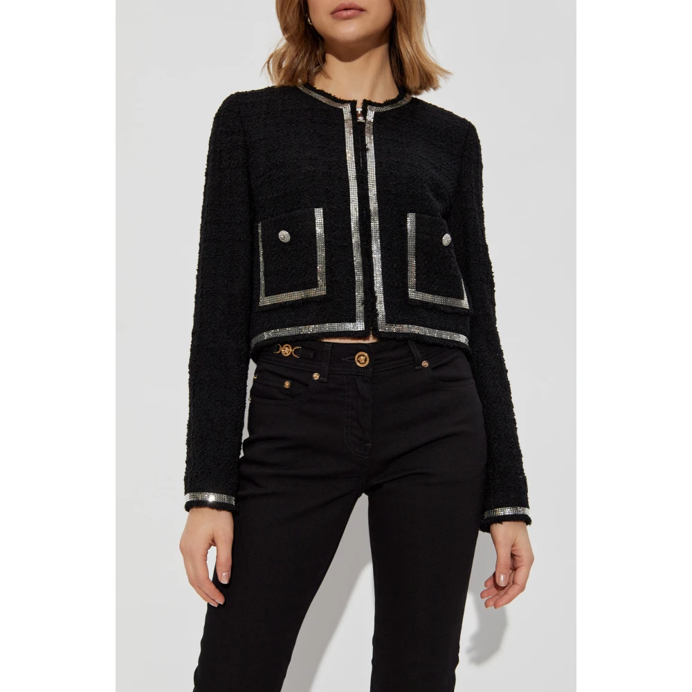 Versace Blazer met glinsterende applicaties Black Dames