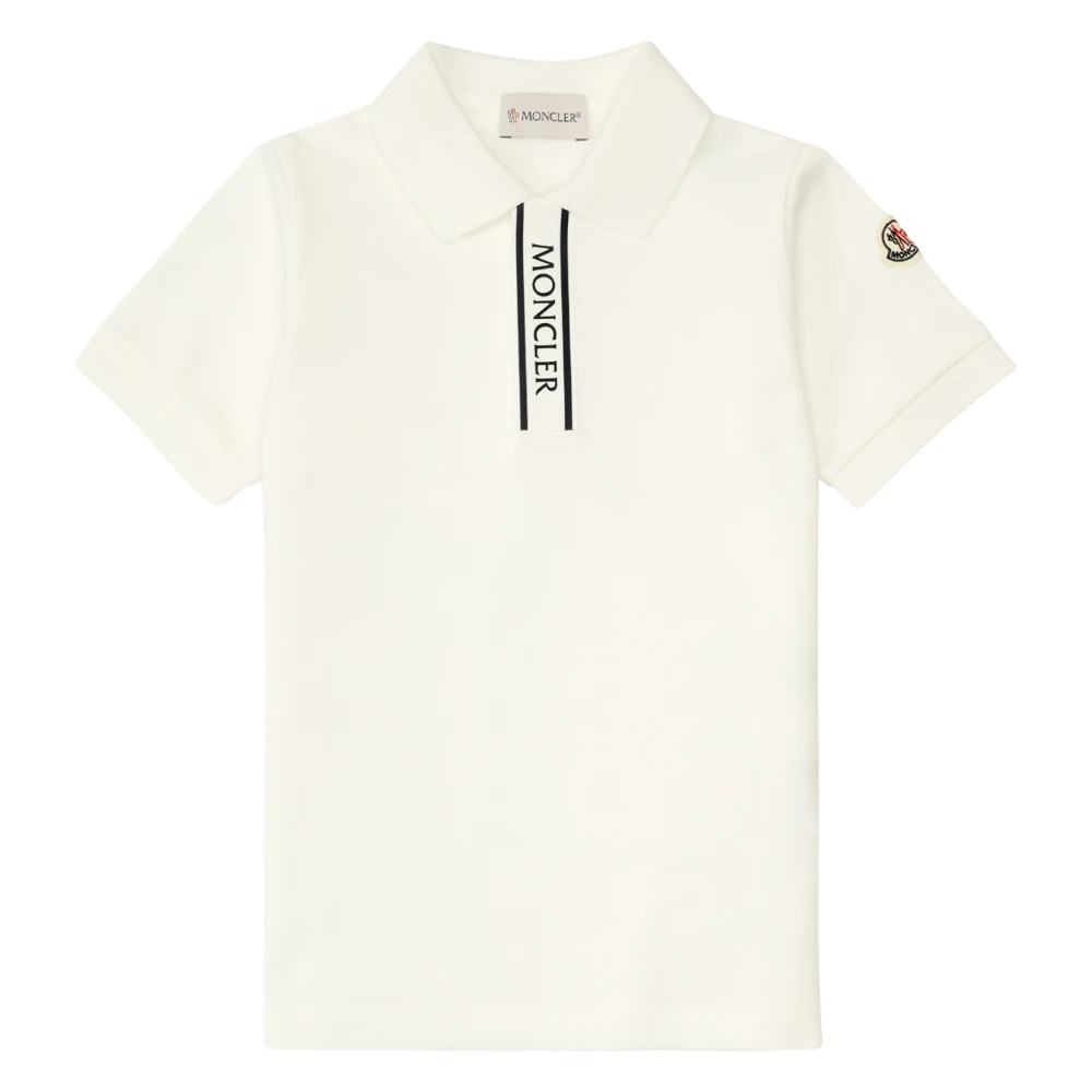 Moncler White Kids Short Sleeve T-Shirts, Male, 10 Y, Cotton Logo Polo Shirt