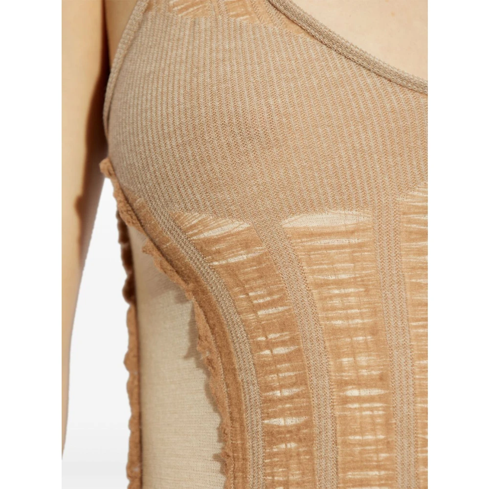Diesel Beige Mouwloze Panel Jurk Beige Dames