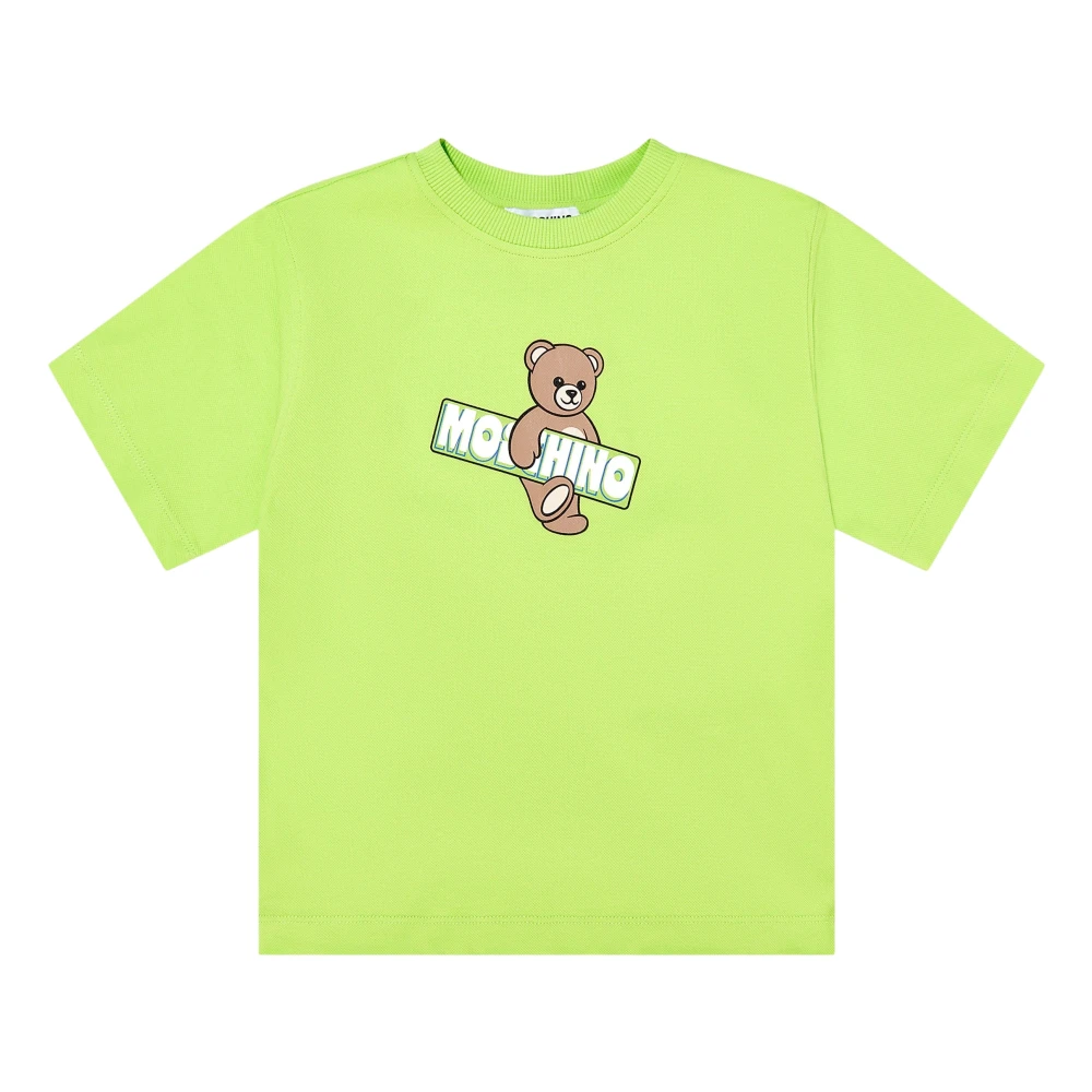 Moschino Unisex Kids Green Kids Short Sleeve T-Shirts, 5 Y, Teddy Bear Logo T-Shirt
