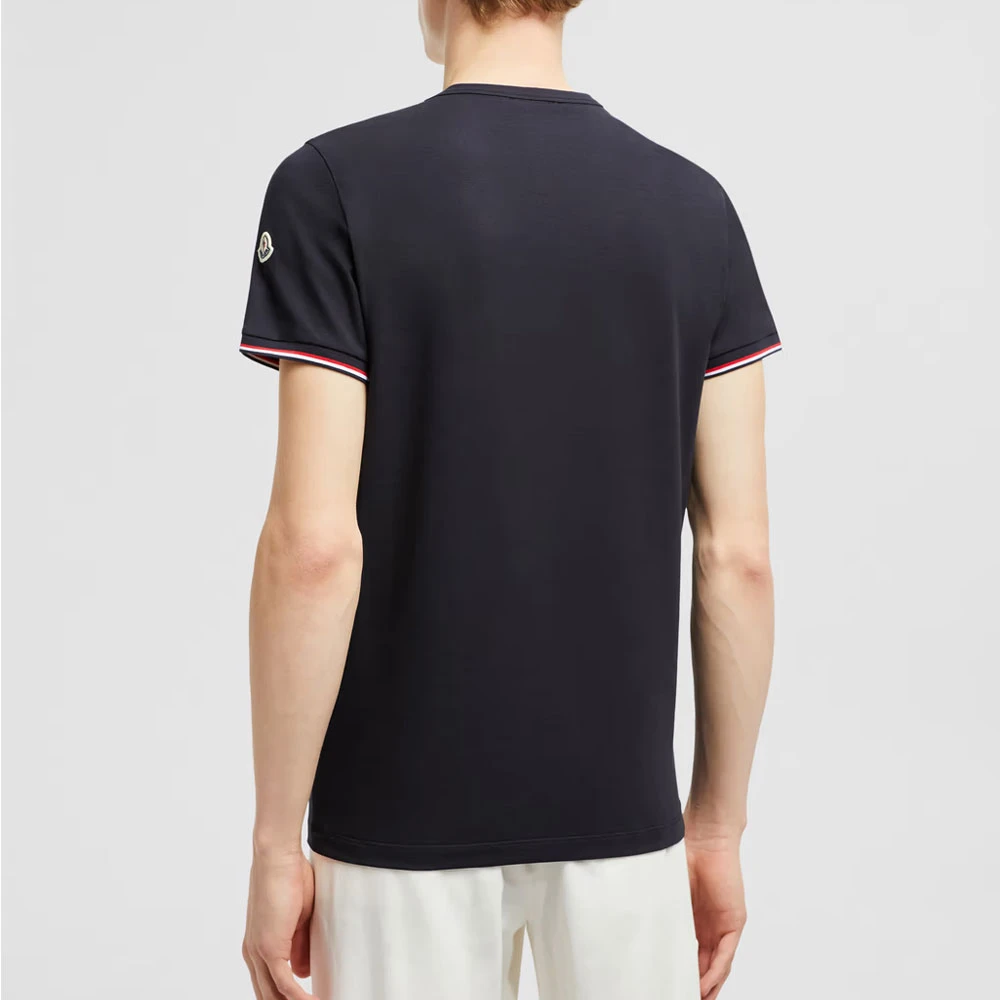 Moncler T-shirt met tricolour trim Navy Blue Heren
