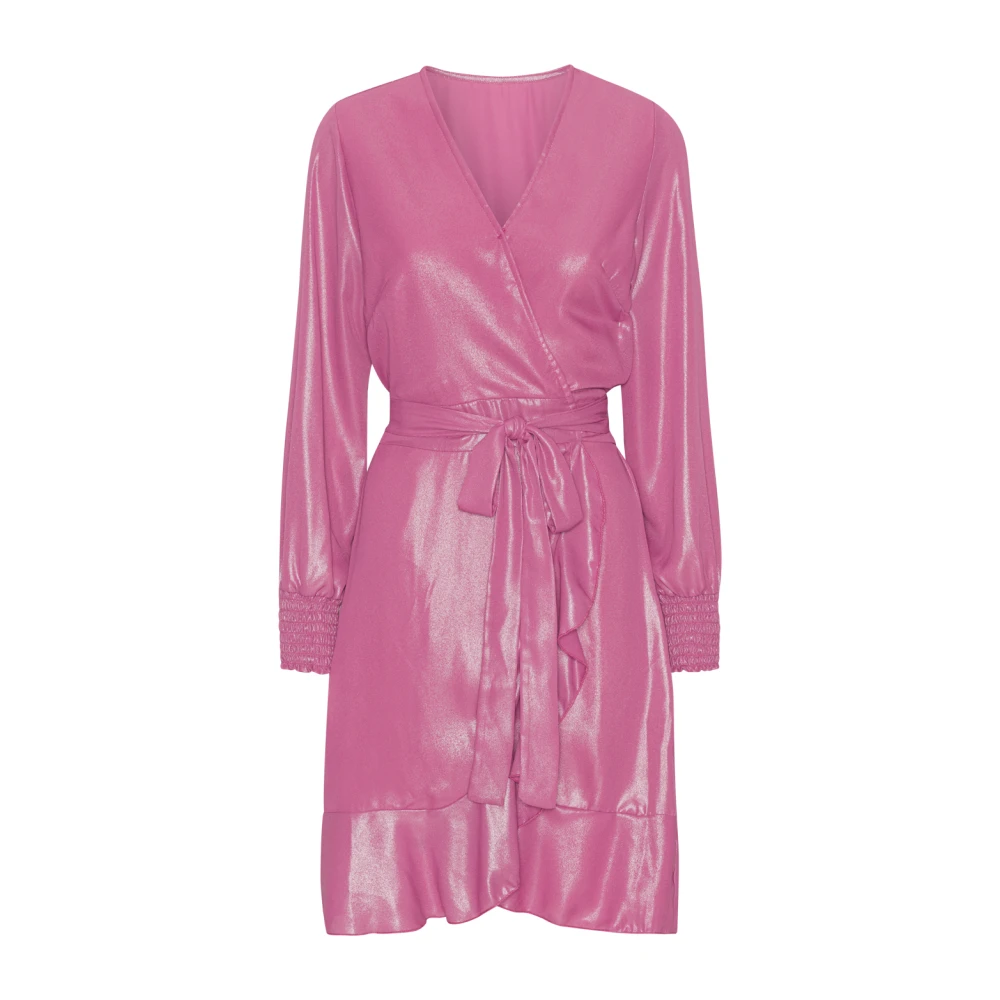 American Dreams Glitter Wrap Jurk met Smock Taille Pink Dames