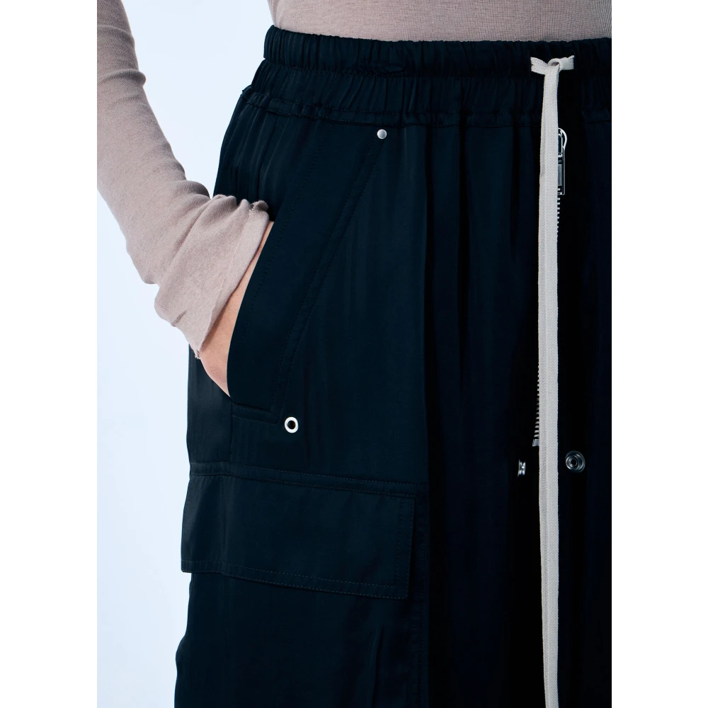 Rick Owens Wijde satijnen cargobroek Black Dames