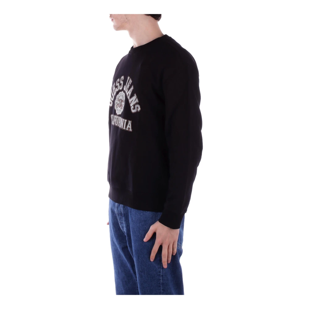 Guess Zwarte Logo Front Sweater Black Heren