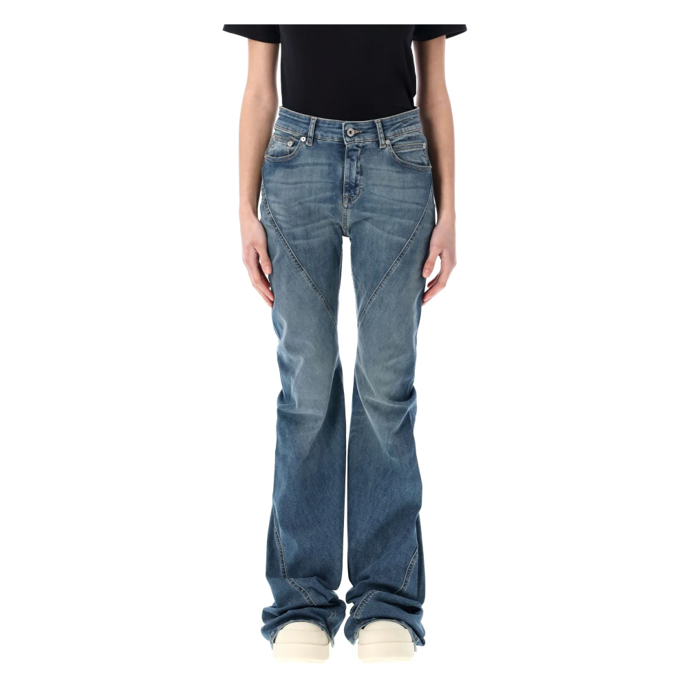 Rick Owens Indigo Gewassen Bias Bootcut Jeans Blue Dames