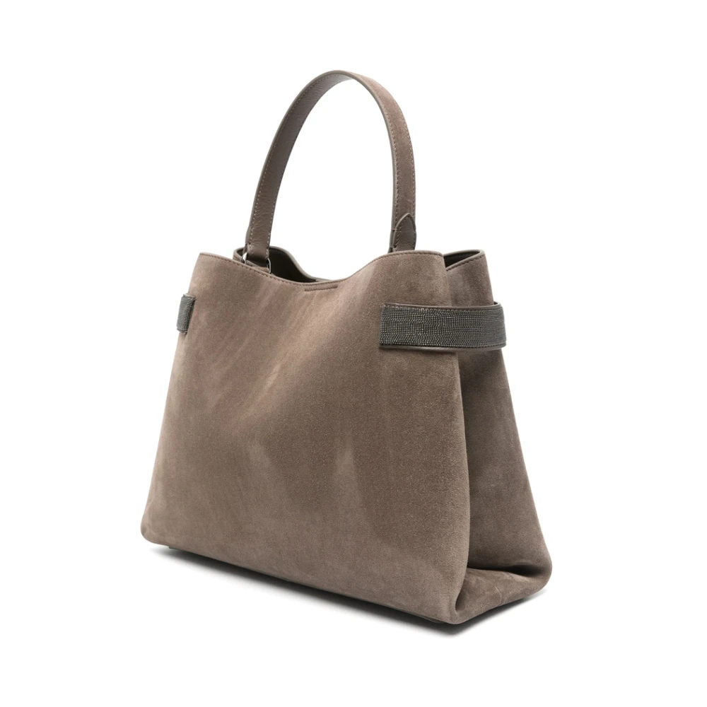 BRUNELLO CUCINELLI Taupe Bruine Schoudertas met Handvat Brown Dames