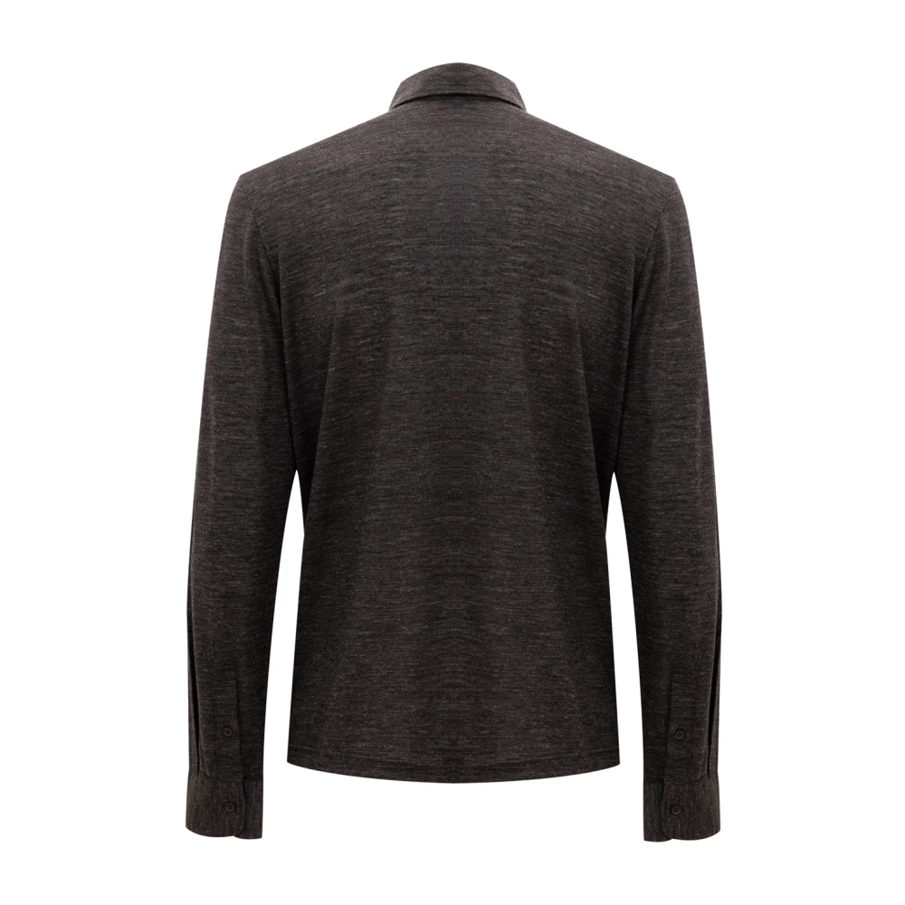 Corneliani Lange Mouw Donkergrijze Wollen Polo Gray Heren