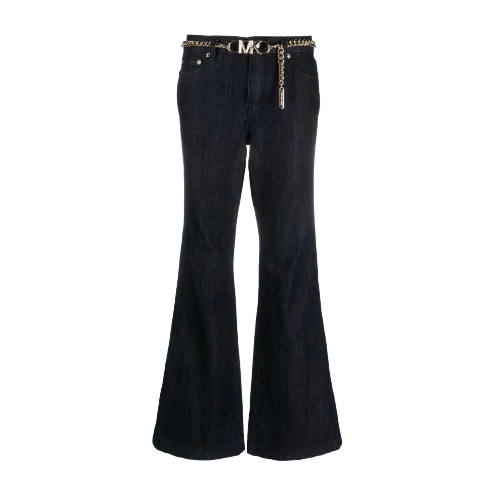 Michael Kors Indigo Rinse Flare Chain Belt Jeans Black, Dam