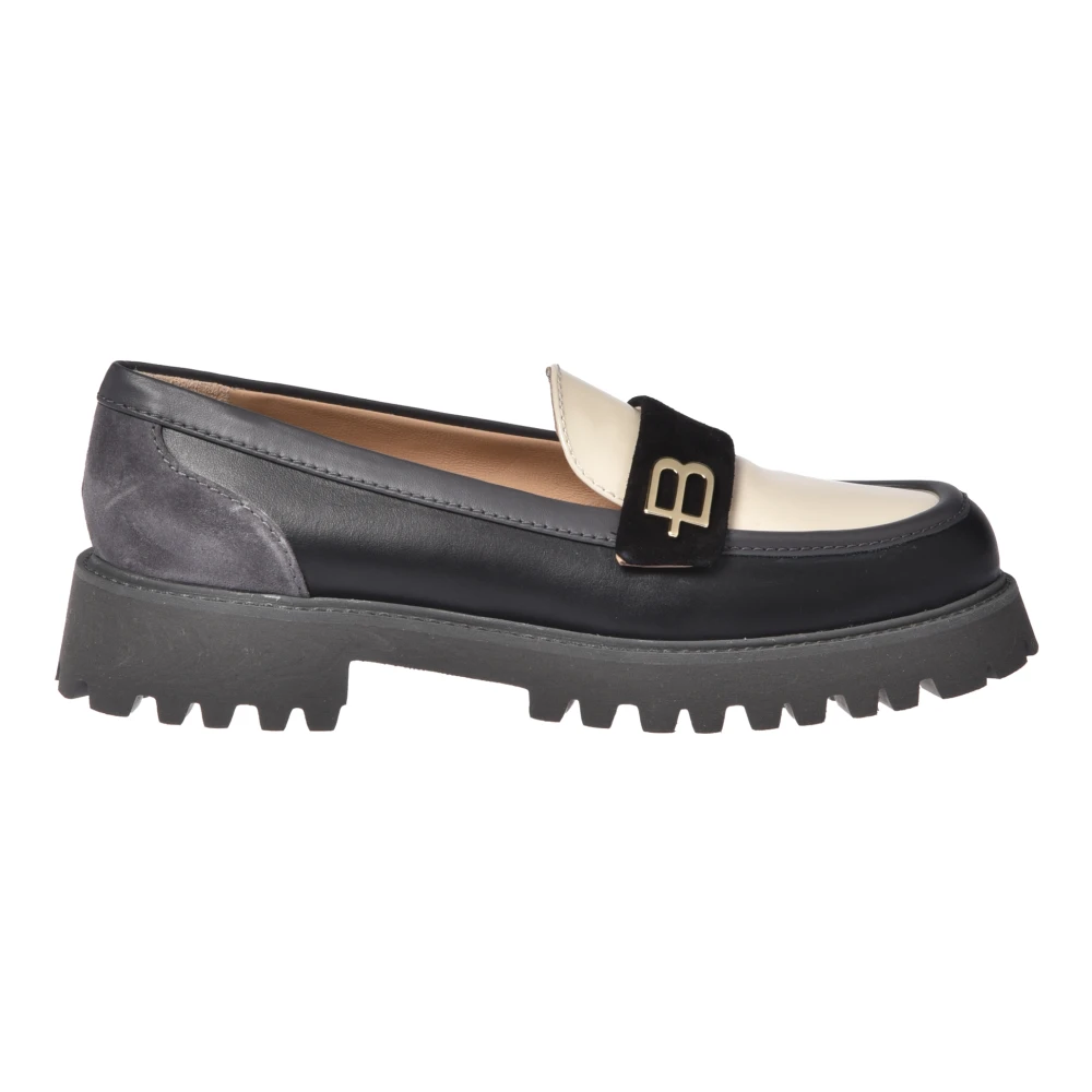 Baldinini Women's Black Leather And Vanilla Patent Leather Loafers - Loafers - 6 Uk - Shoes