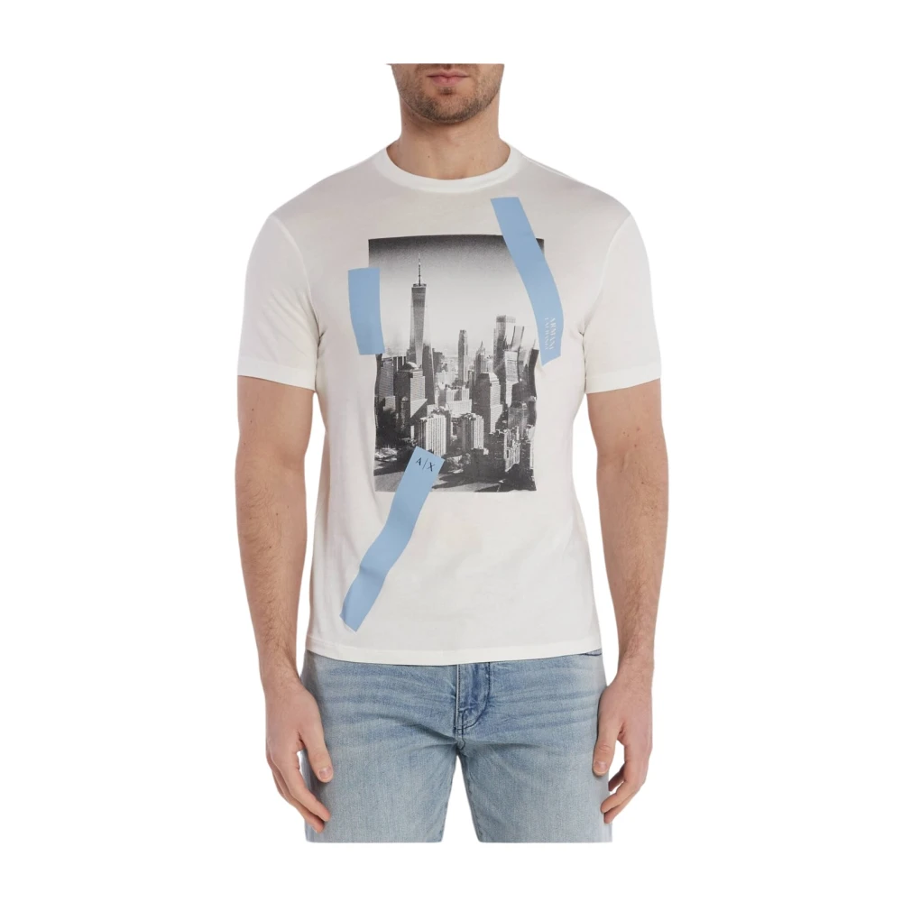 Armani Exchange Gedrukt T-shirt Wit Ronde Hals Korte Mouw White Heren