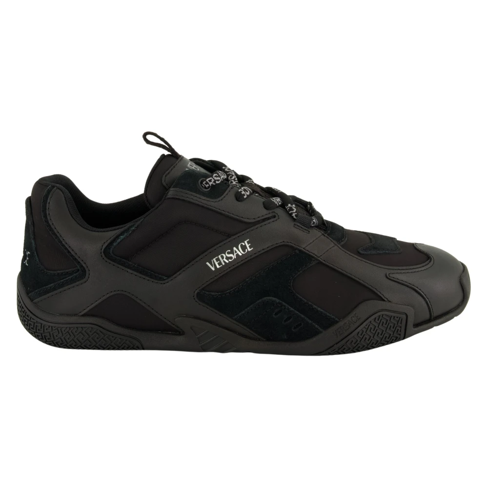 Versace Men's Black Sneakers,, Galaxia Leather Basket Spring-Summer 2025 Size 6 Uk