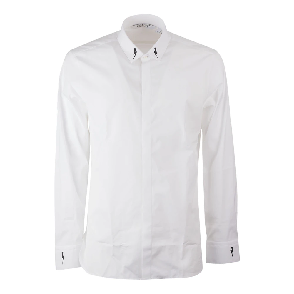 Neil Barrett Witte Thunderbolt Kraag Shirt White Heren