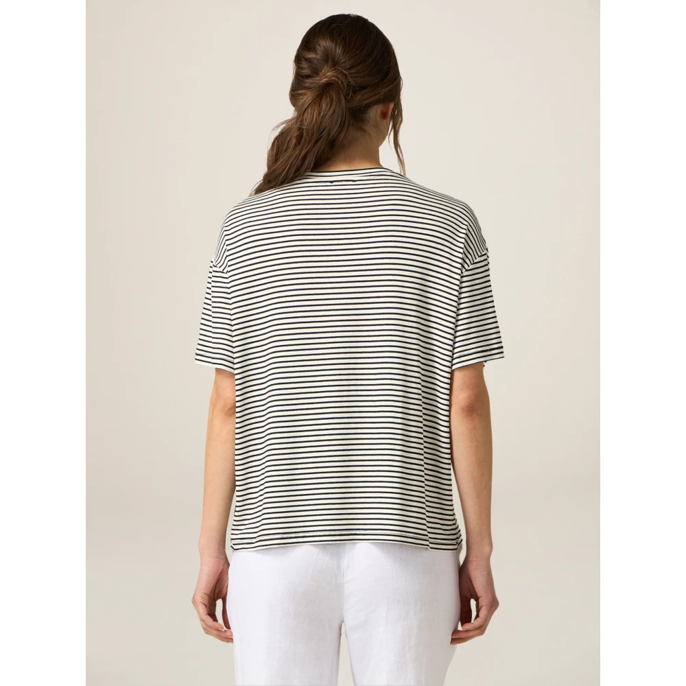 Oltre Gestreept T-shirt met Ruches Multicolor Dames