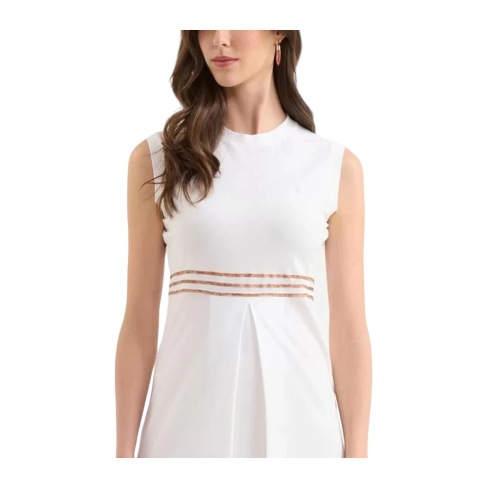 Alviero Martini 1a Classe Geo Classic Mouwloze Piquet Jurk White Dames