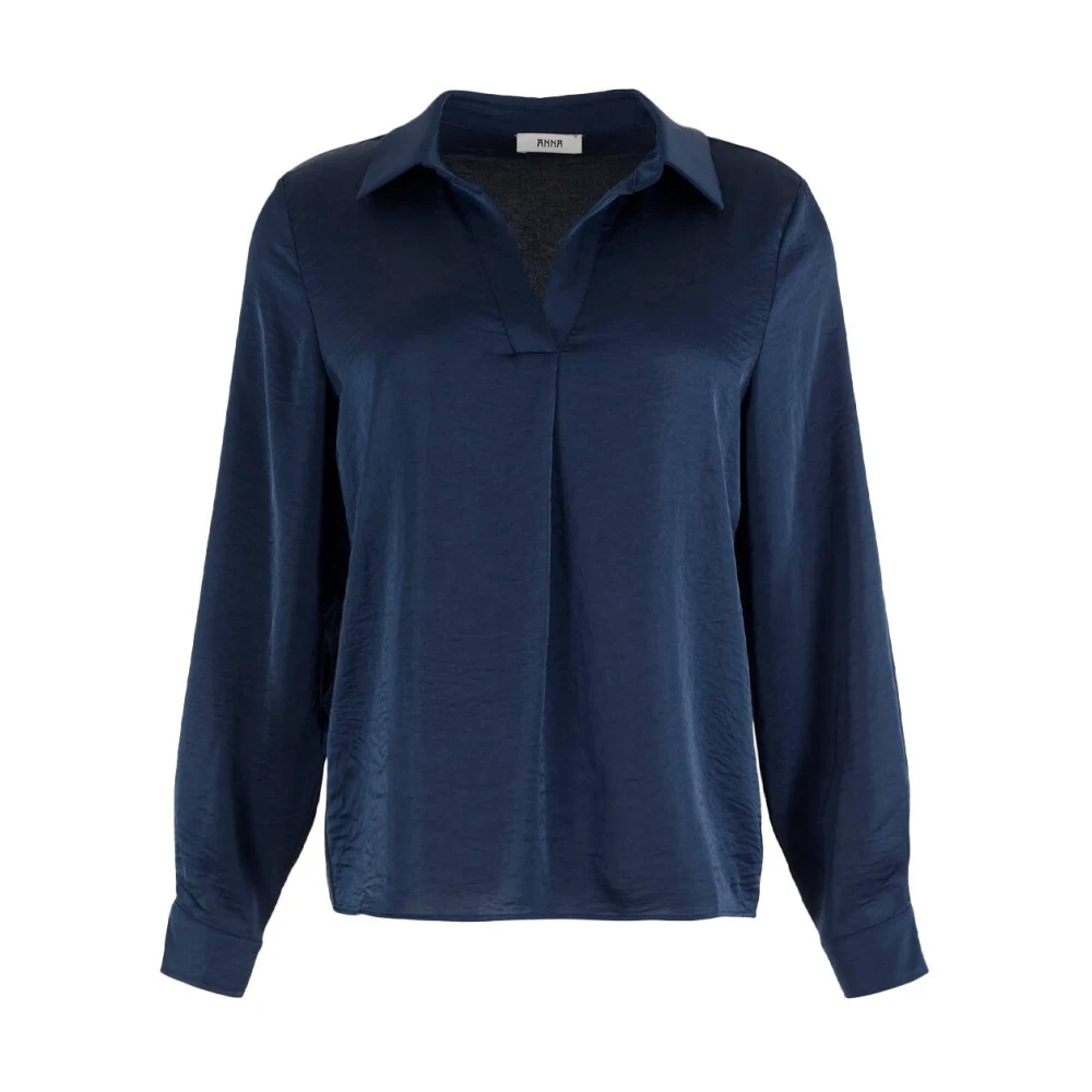 Anna Van Toor Lange Mouw Blouse Blue Dames