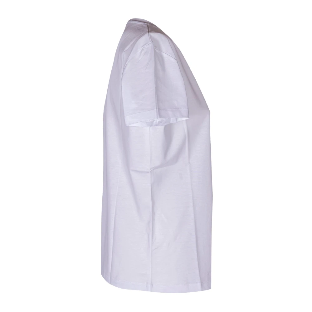 Dondup Dames Geborduurd Logo T-shirt Slim Fit White Dames