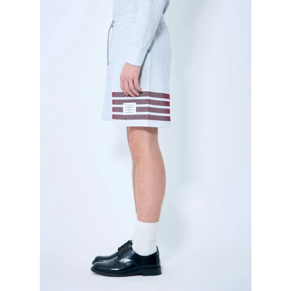Thom Browne Handtekening Four-Bar Katoenen Shorts Gray Heren