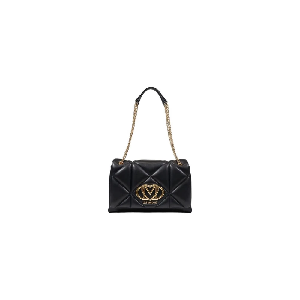 Love Moschino , Shoulder Bags, Female, Black, One Size, Black Polyurethane Medium Handbag Spring/Summer Collection - Image 3