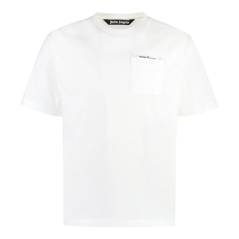 Palm Angels Geribbelde Crew-Neck T-shirt White Heren