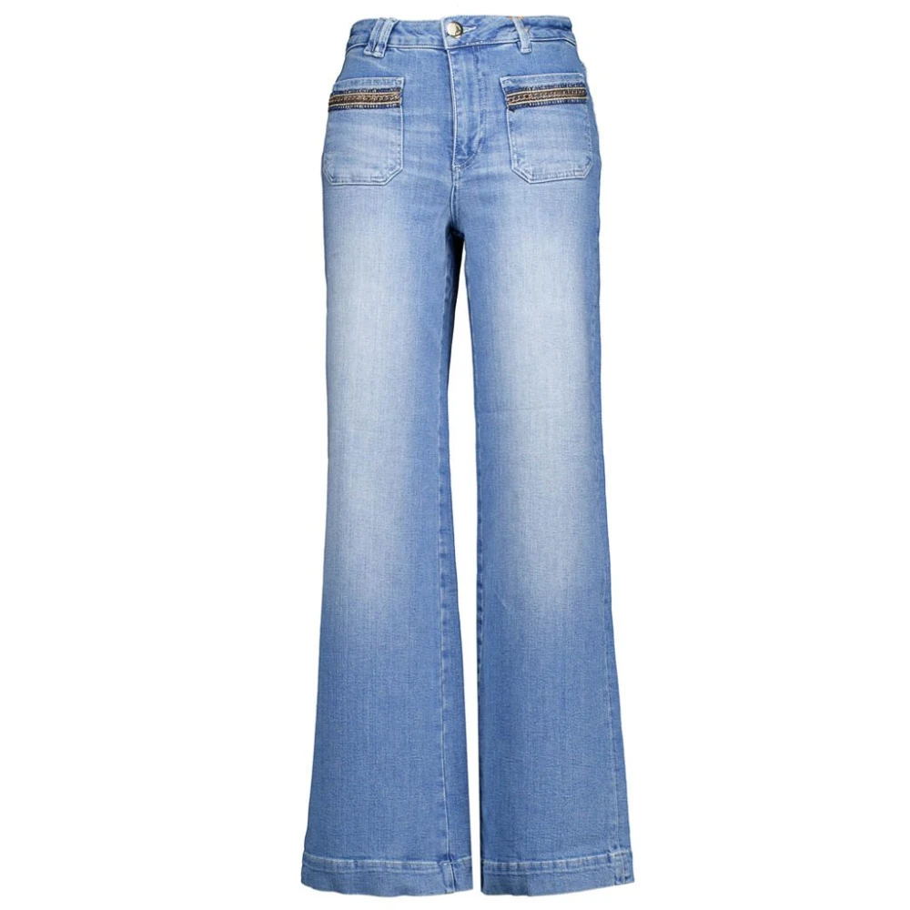 MOS MOSH Trendy Wide Leg Jeans in Blauw Dames Blue Dames