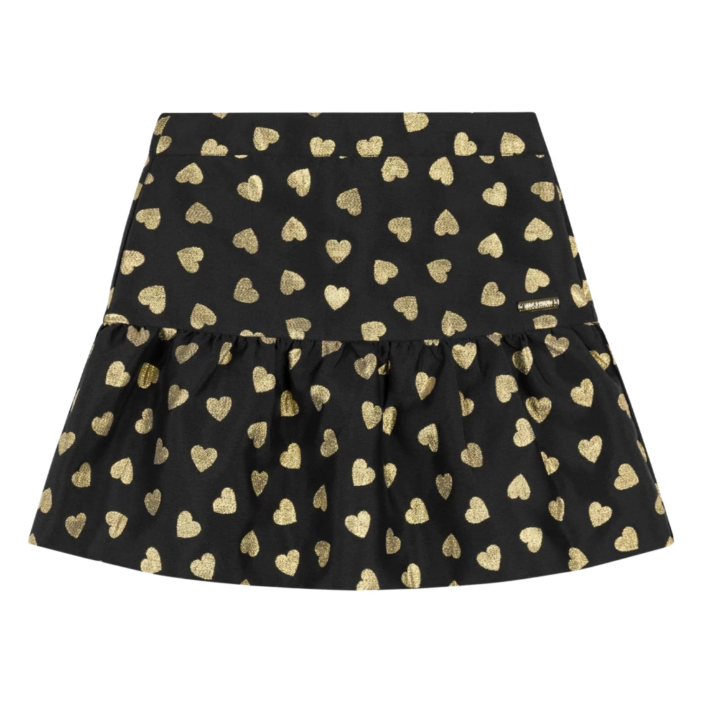 Moschino Girls Black Kids Skirts, 4 Y, Heart Jacquard Ruffle Skirt In