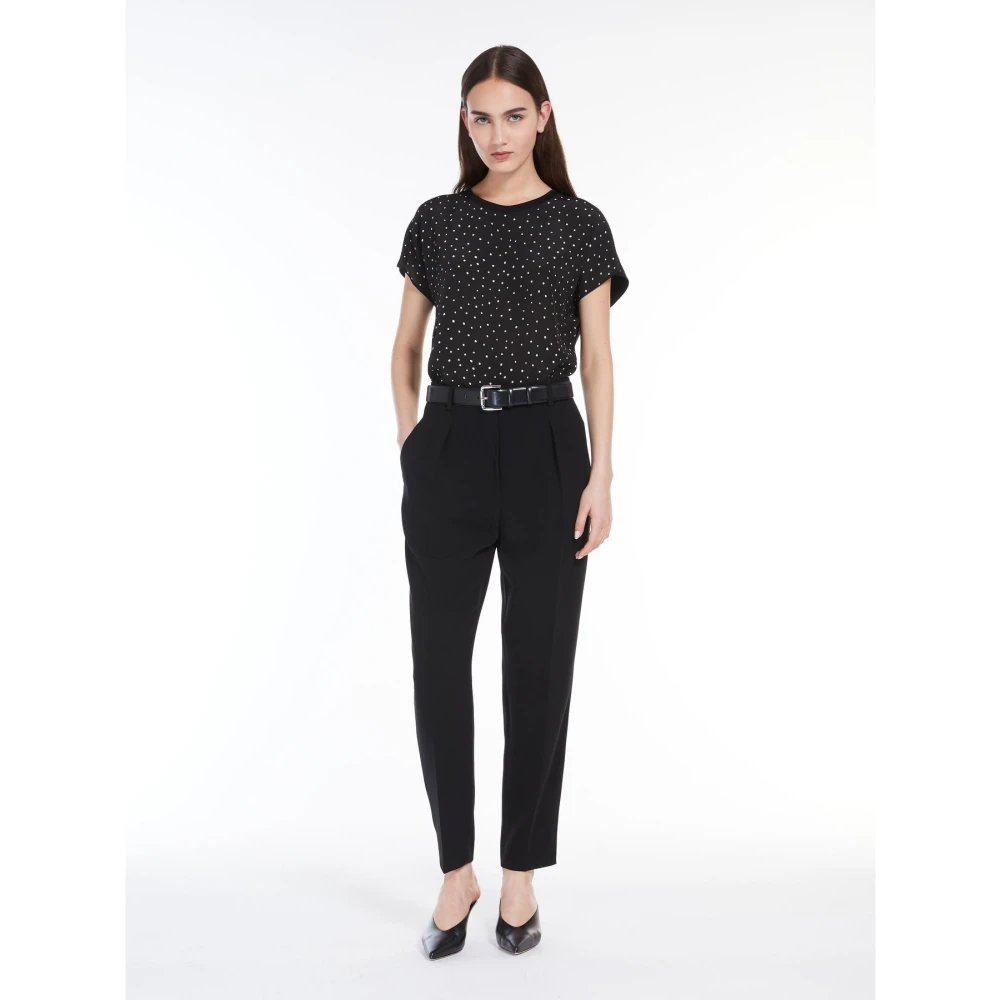 Max Mara Studio Cady broek met voorplooien Black Dames