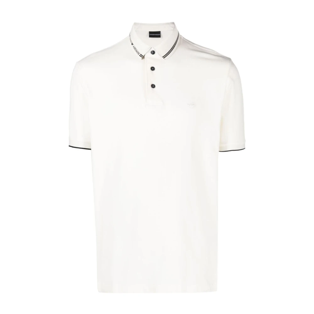 Emporio Armani Logo-kraag Katoenen Polo Shirt White Heren