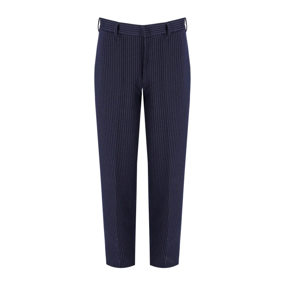 Emporio Armani Donkerblauwe Gestreepte Broek Blue Heren